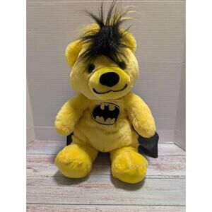Six flags Yellow‎ & Black batman Bear plush Rare Htf